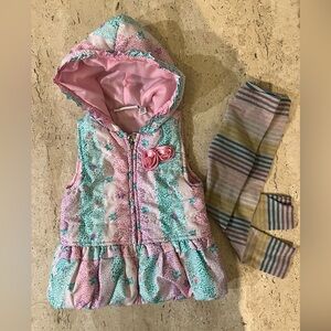 Kid’s Headquarters Girls Ruffle/Floral/Animal Print Vest with Heart Charm 3T